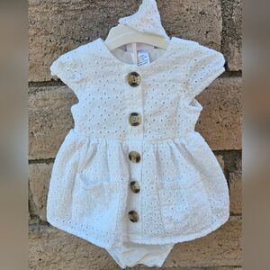 5/$20 NWOT Little Lass White Dress. Size 0/3M